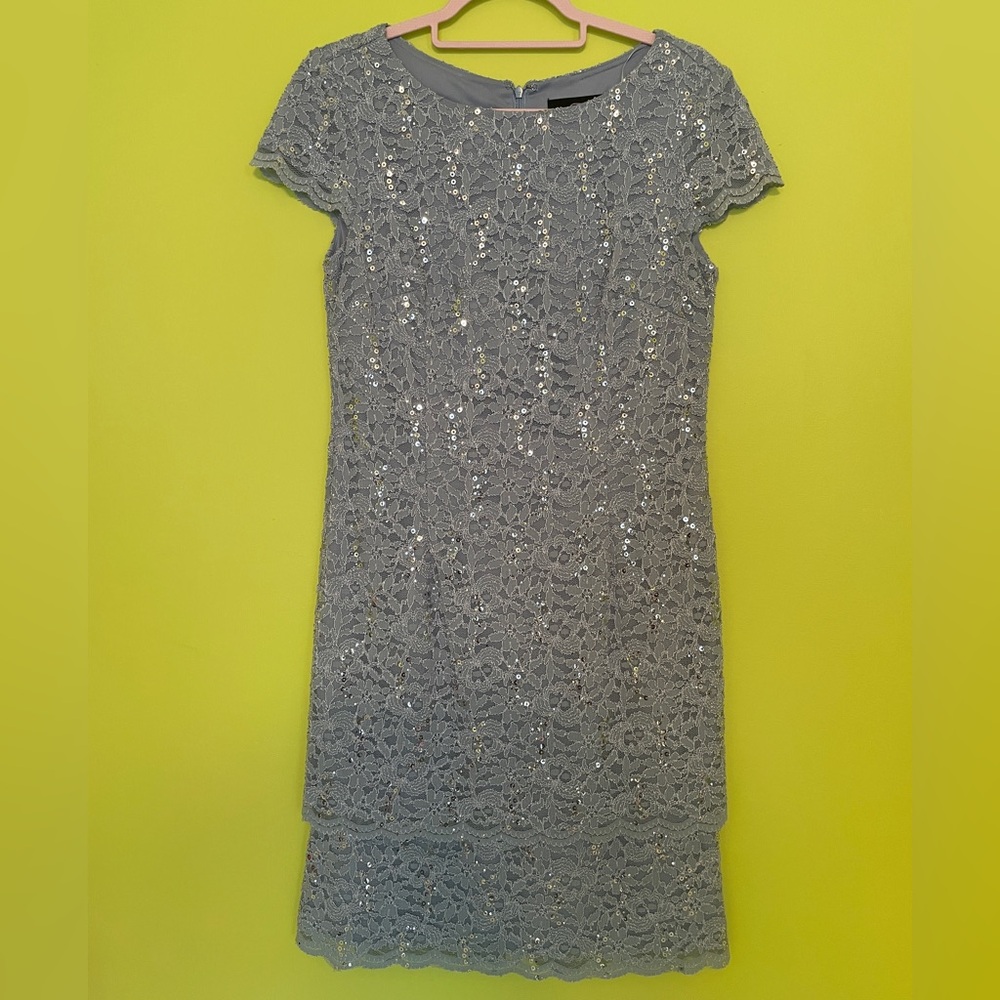 Elegant Light Blue Lace Dress